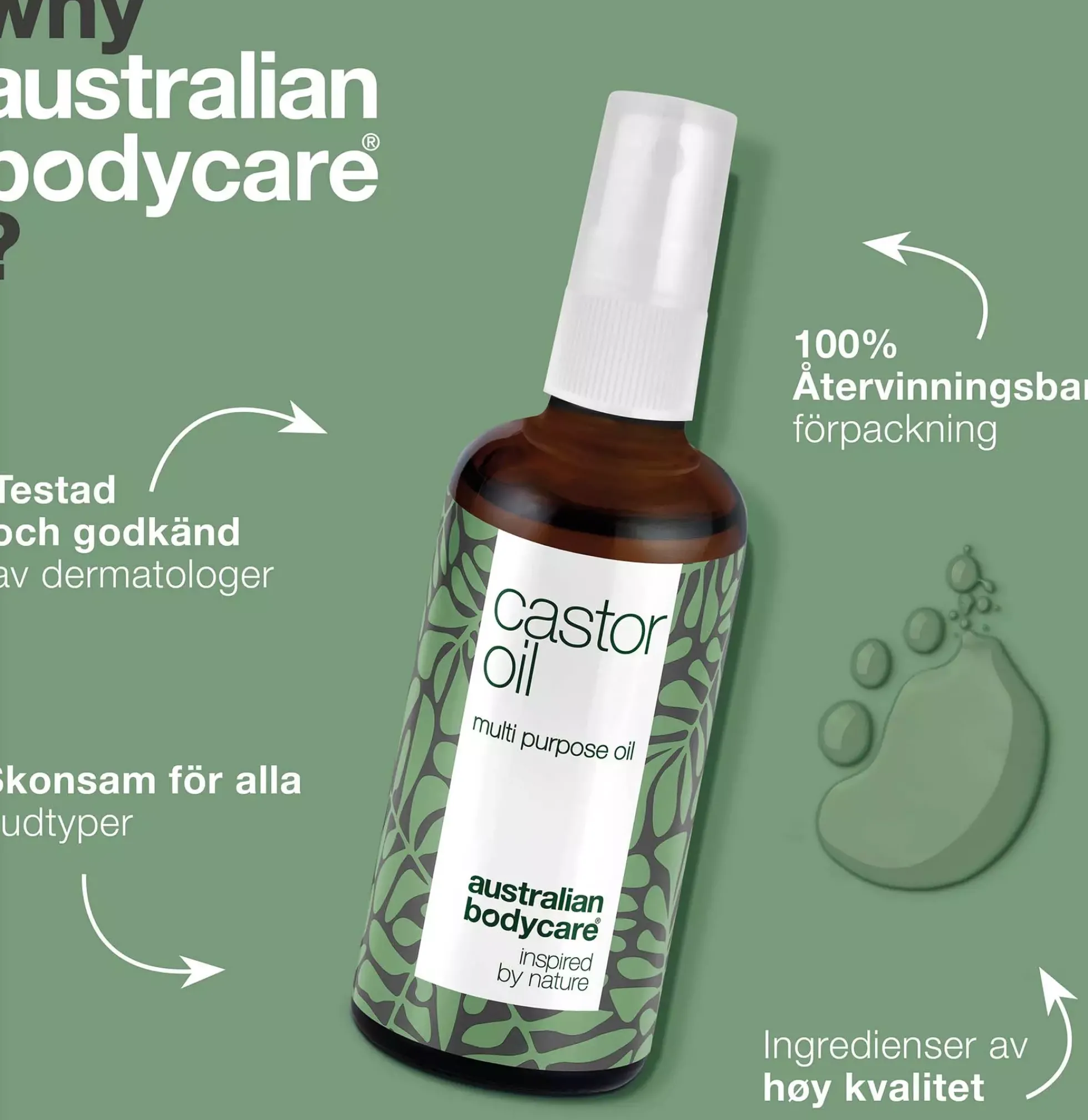 Australian Bodycare Castor Oil for skin, hair, eyebrows & lashes 100 ml