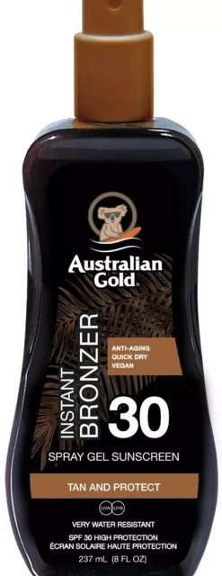 Australian Gold SPF30 Spray Gel With Bronzer 237 ml