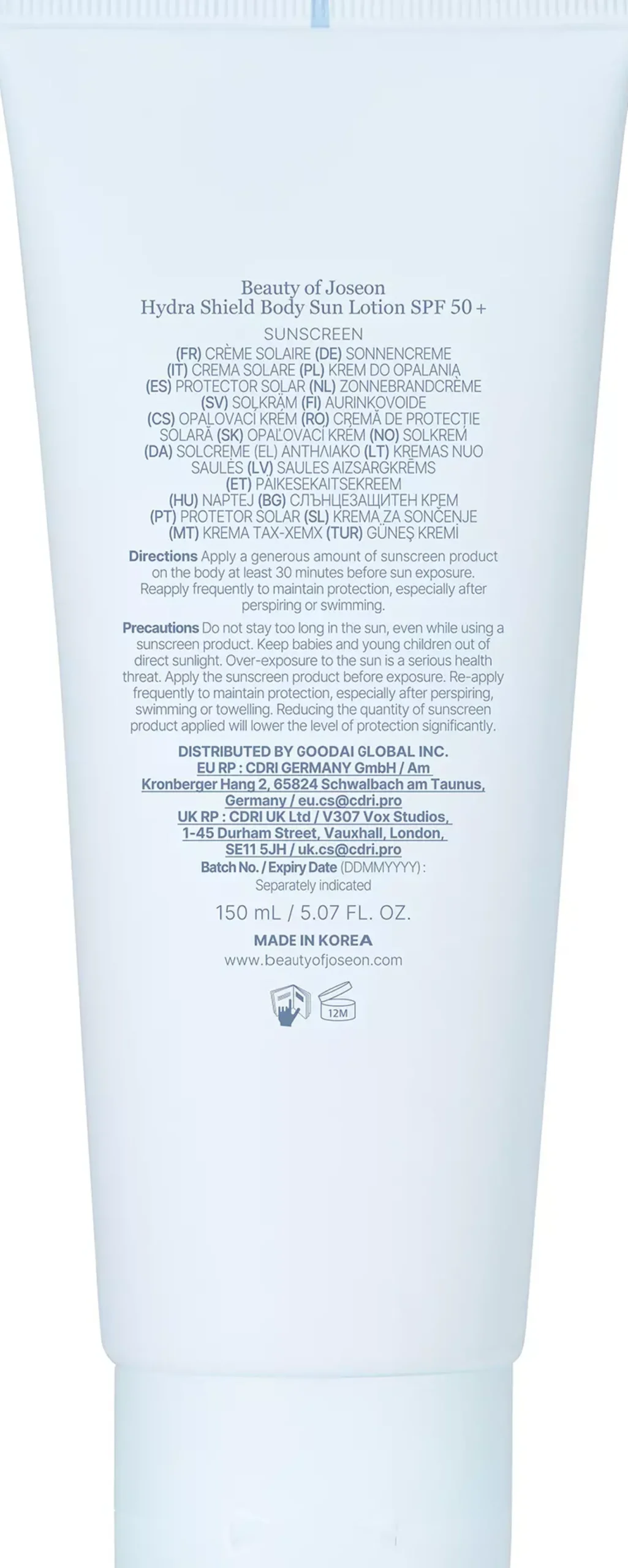 Beauty of Joseon Hydra Shield Body Sun Lotion SPF50+ Face & Body 150 ml