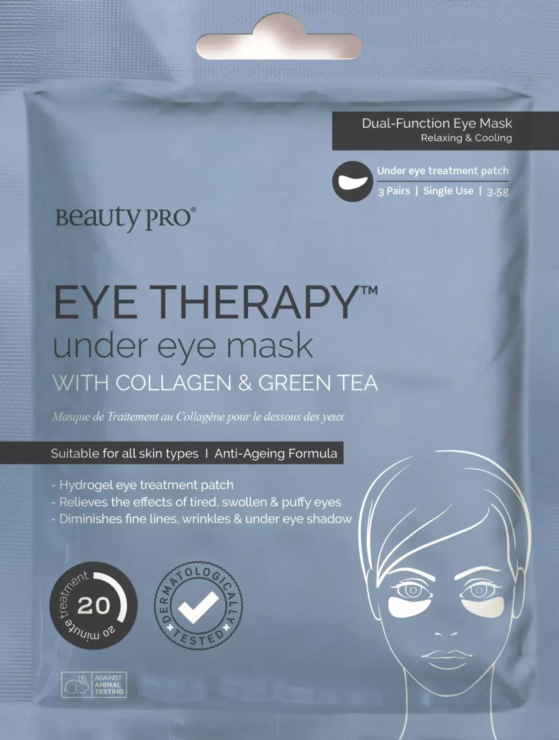 Beauty PRO Eye Therapy Under Eye Mask With Collagen & Green Tea