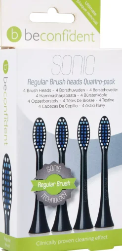 Beconfident Beconfident Regular Sonic 4-pack tandborsthuvud Svart, Soft-Medium