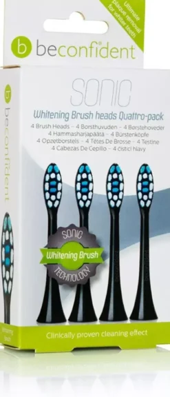 Beconfident Whitening Sonic 4-pack tootbrush heads black