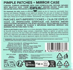 Biovène PIMPLE STAR PATCHES & MIRROR CASE Green Pimple Patches - Anti-Blemish Stars in portable mirror case, 32 patches 4 g