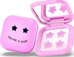Biovène PIMPLE STAR PATCHES & MIRROR CASE Pink Pimple Patches - Anti-Blemish Stars in portable mirror case, 32 patches 4 g