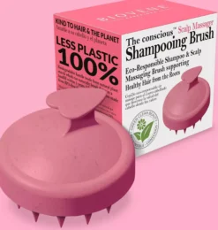 BiovèneThe conscious Scalp Massager, Pink Biodegradable Shampooing Brush