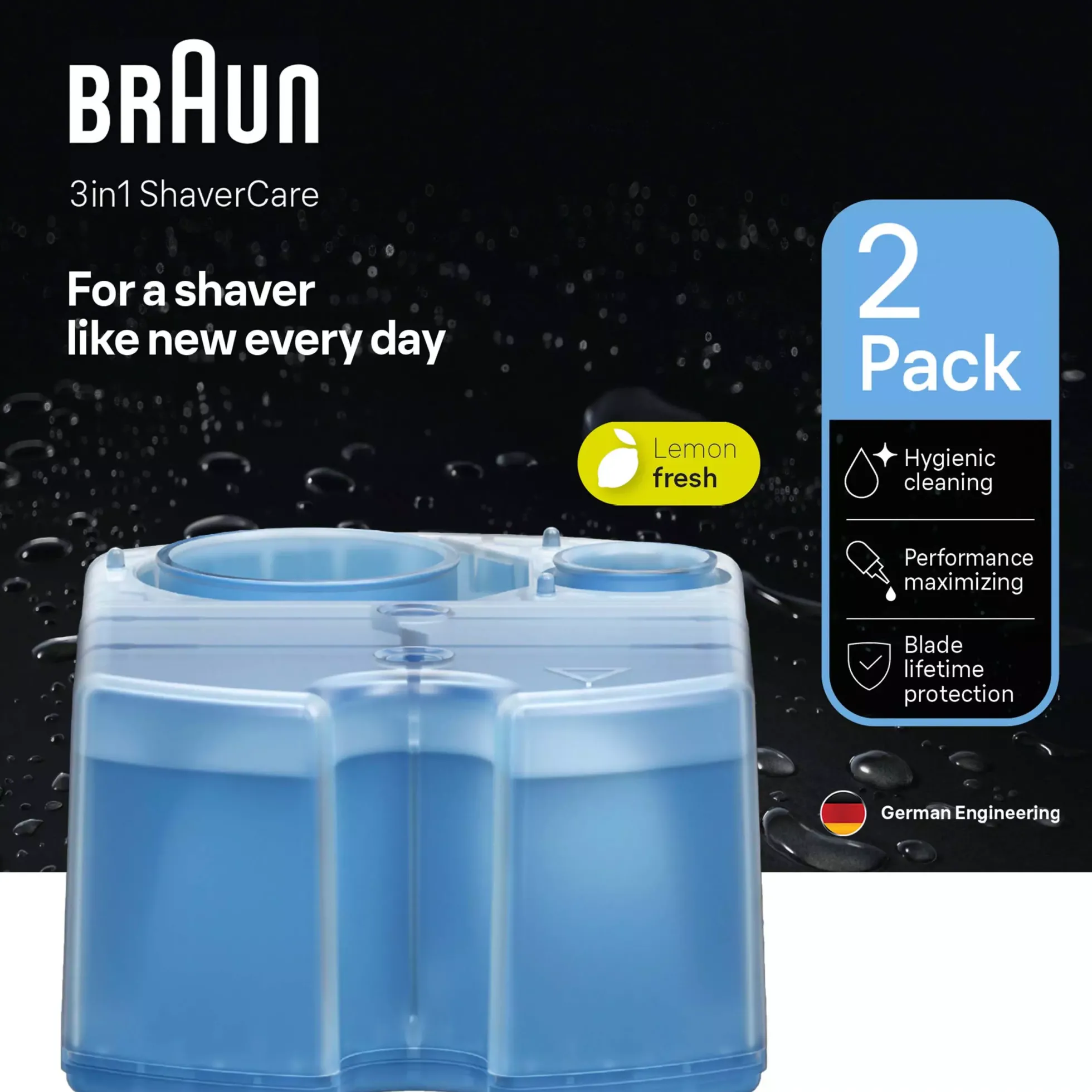 Braun 3in1 ShaverCare SmartCare Center Refill Cartridges Hygienic Cleaning 2 Pack 2 st