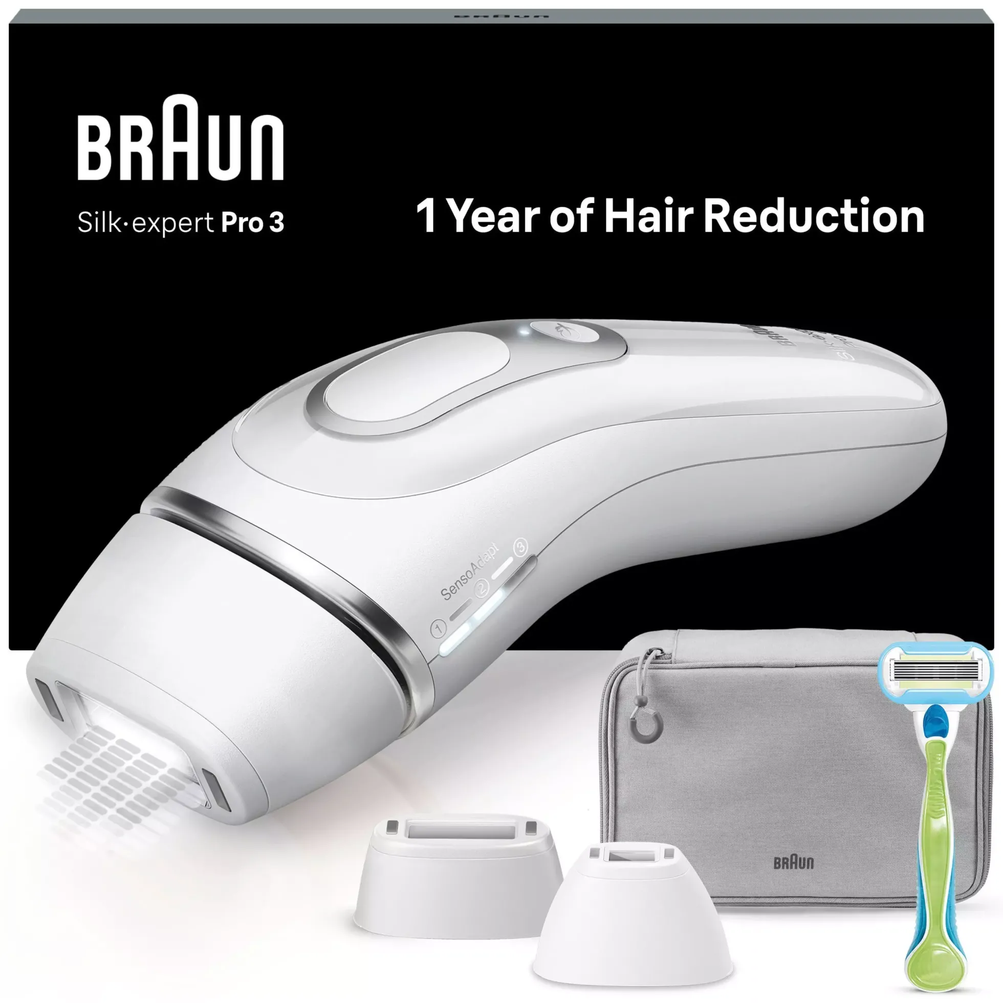 Braun IPL Silk·expert Pro 3 At Home Hair Removal With Pouch Venus Razor 2 Heads PL3122