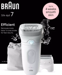 Braun Silk-épil 7 Epilator For Easy Hair Removal Lasting Smooth Skin 7-041 White/Silver