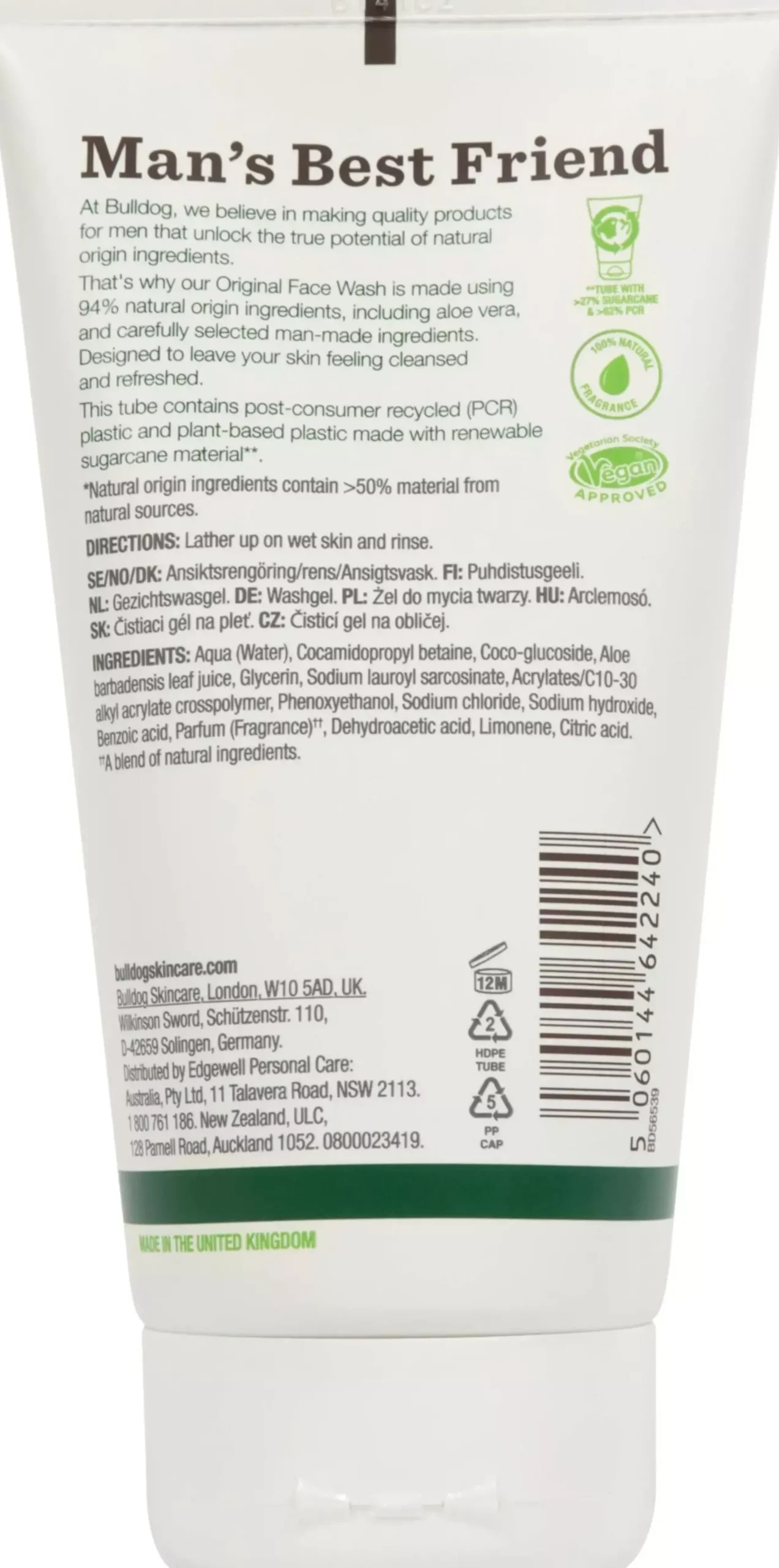 Bulldog Original Face Wash Cleansing 150 ml
