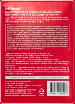 By Wishtrend Natural Vitamin 21.5% Enhancing Sheet Mask