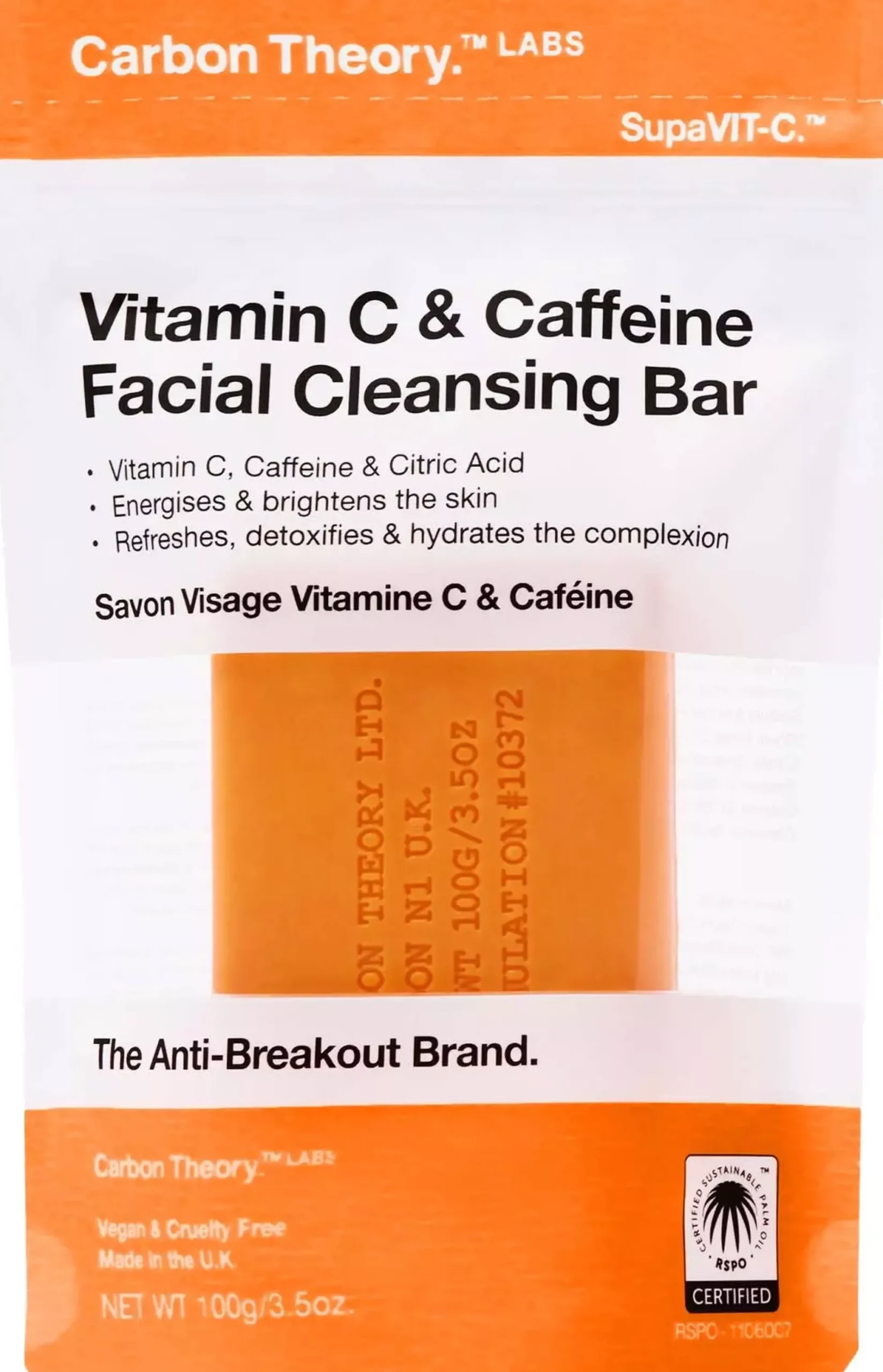 Carbon TheorySupaVit-C Vitamin C & Caffeine Facial Cleansing Bar 100 g