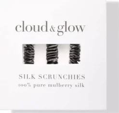 Cloud & Glow Silk Scrunchies 1 cm Charcoal