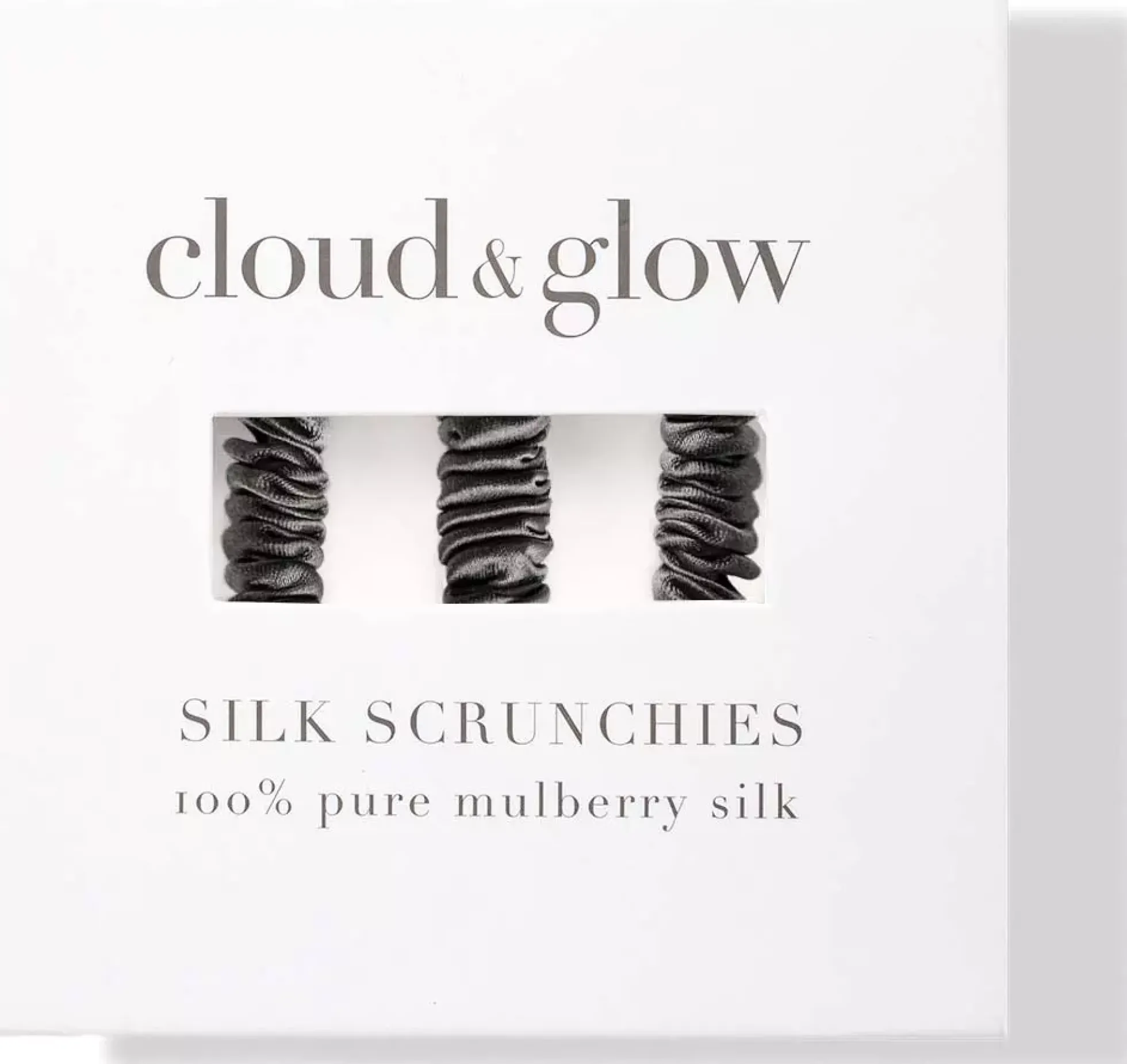 Cloud & Glow Silk Scrunchies 1 cm Charcoal