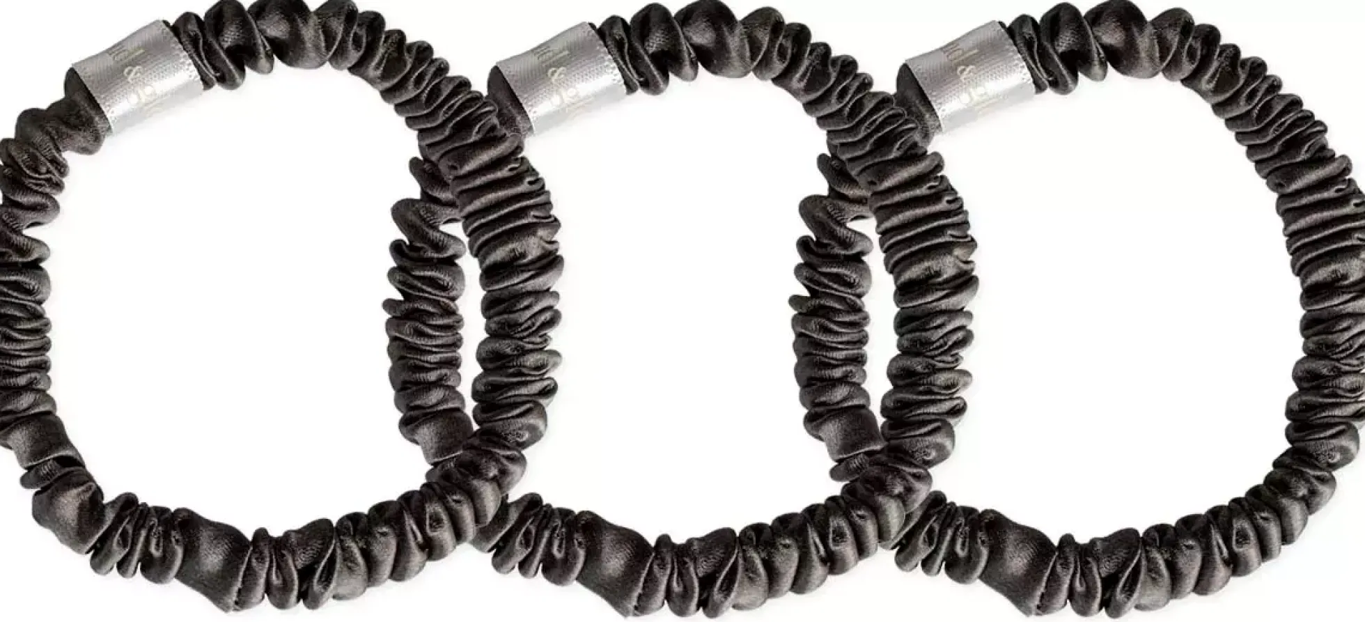 Cloud & Glow Silk Scrunchies 1 cm Charcoal