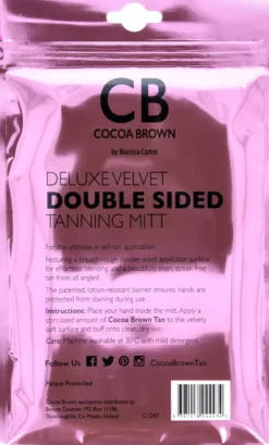 Cocoa Brown Deluxe Double Sided Pink Velvet Tanning Mitt