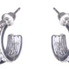 Dazzling Earring Col, Creols Two Lines, One Line W Crystals Silver