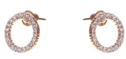 Dazzling Earrings Col Round Circles With Clear Crystals Gold