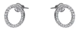 Dazzling Earrings Col Round Circles With Clear Crystals Silver