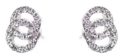 Dazzling Earring Silver Col, Two Circles Joined W Crystals