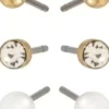 Dazzling J14 Earring Col 3-Pack W Bead Gold