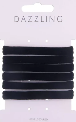Dazzling Soft Hair Ties 6 pcs Black