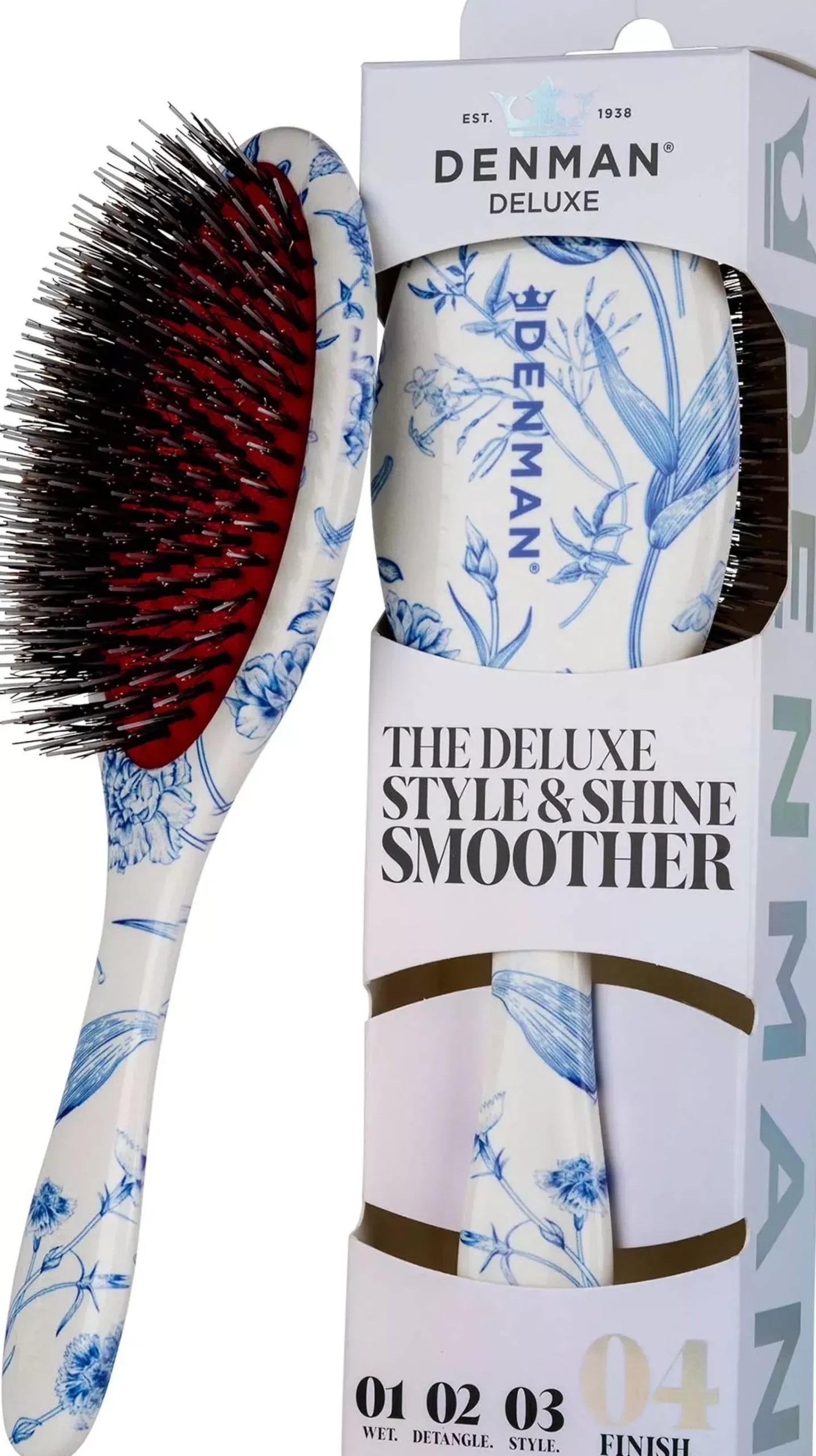 Denman Deluxe D81M Medium Style & Shine Brush Blue Belle
