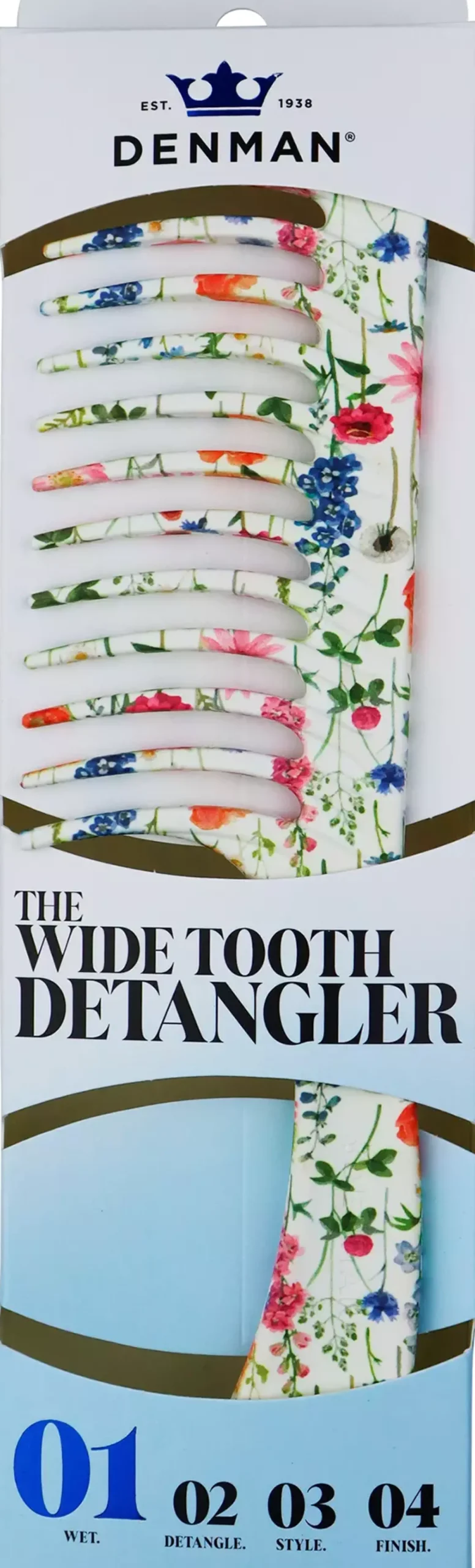 Denman D28 Wide Tooth Detangler Comb Floral Fantasies