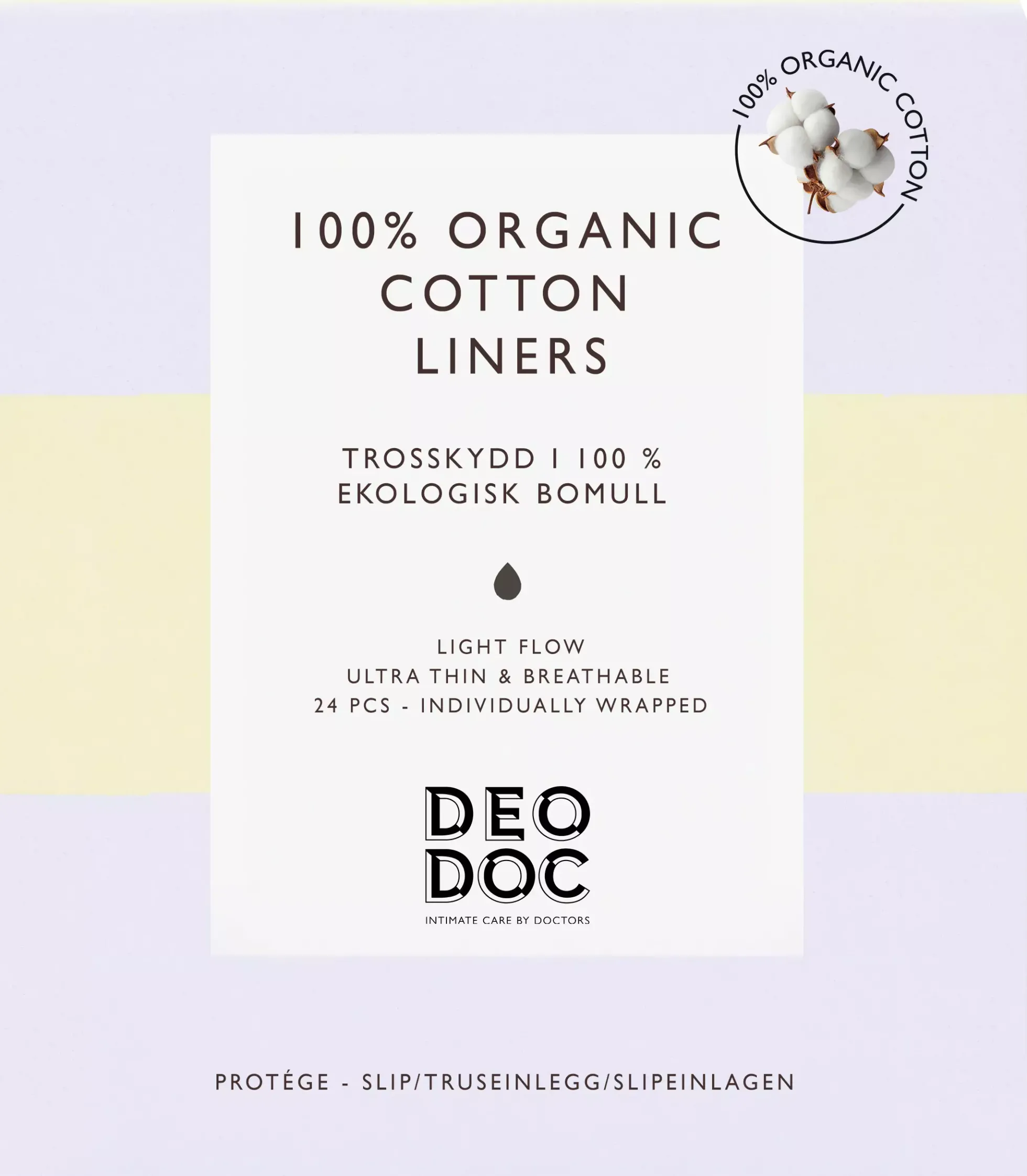 DeoDoc Liners Organic Cotton Individually Wrapped 24 st