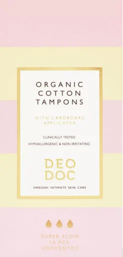 DeoDoc Organic Cotton Tampons Regular Flow 16 Pcs M