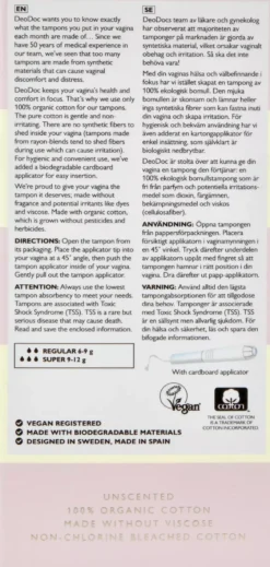 DeoDoc Organic Cotton Tampons Regular Flow 16 Pcs M