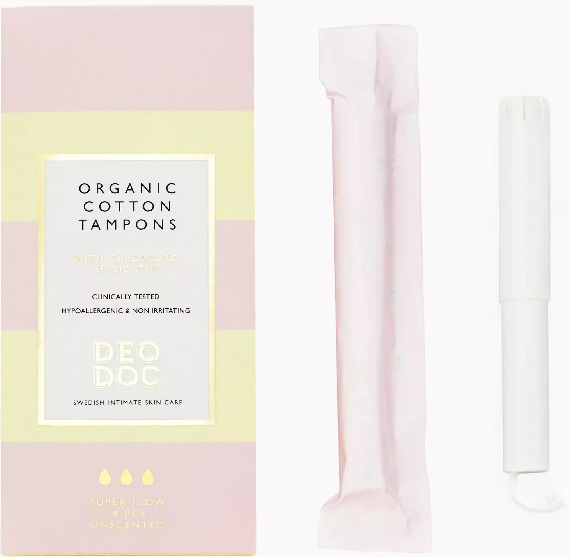 DeoDoc Organic Cotton Tampons Regular Flow 16 Pcs M
