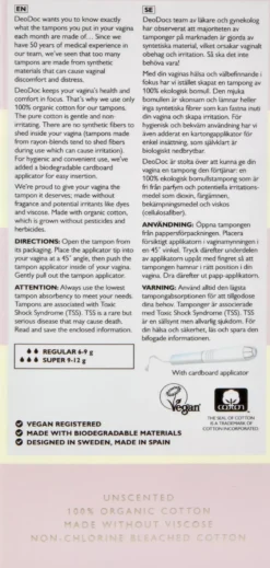 DeoDoc Organic Cotton Tampons Super 2-pack