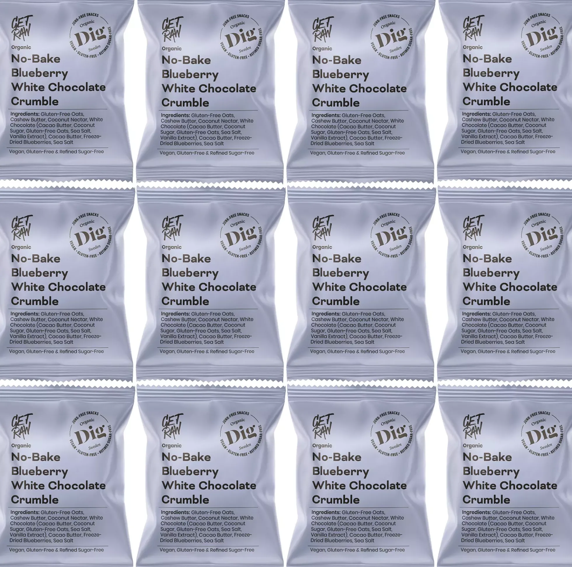 DigGET RAW No-Bake Blueberry White Chocolate Crumble 12 x 35g