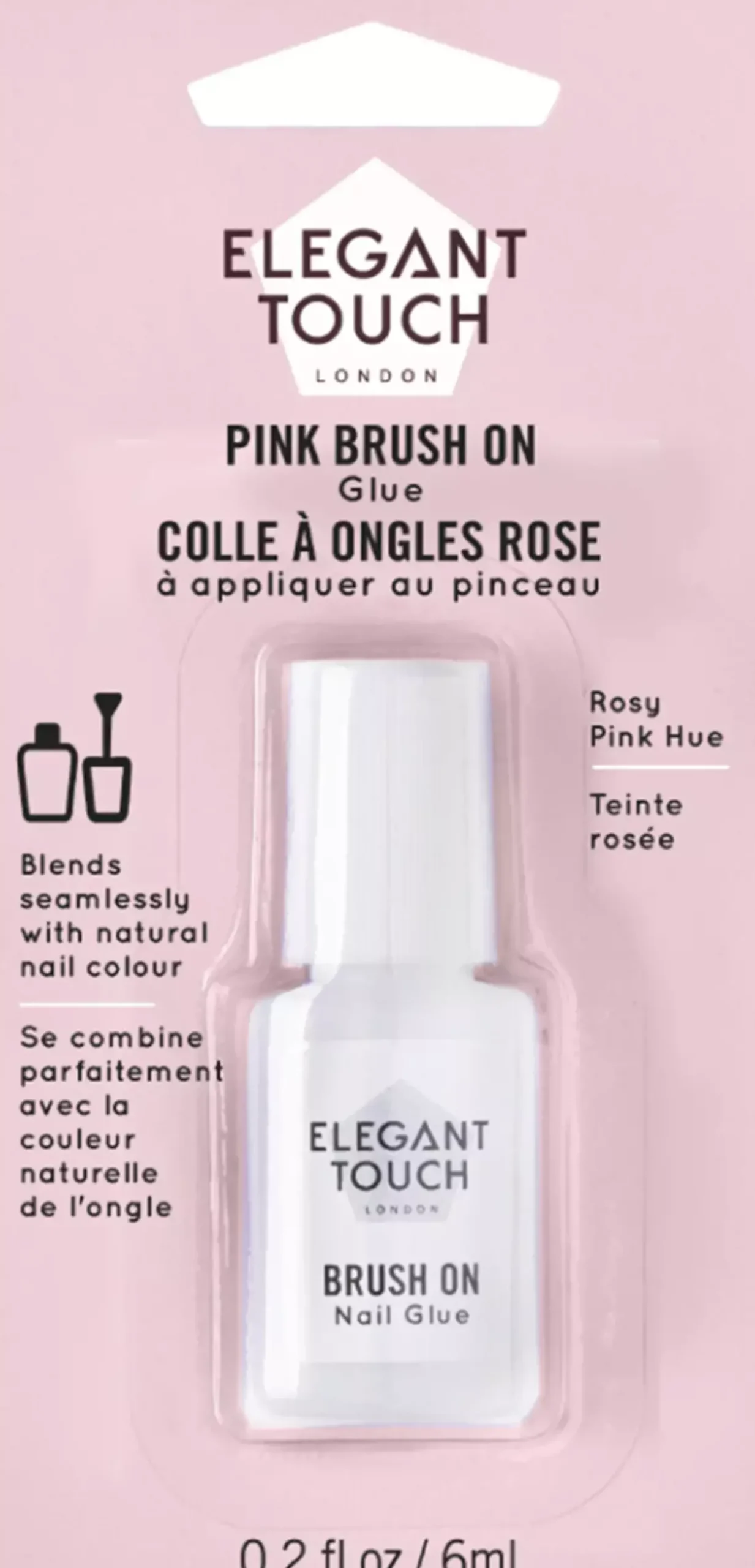 Elegant Touch Pink Brush On Nail Glue
