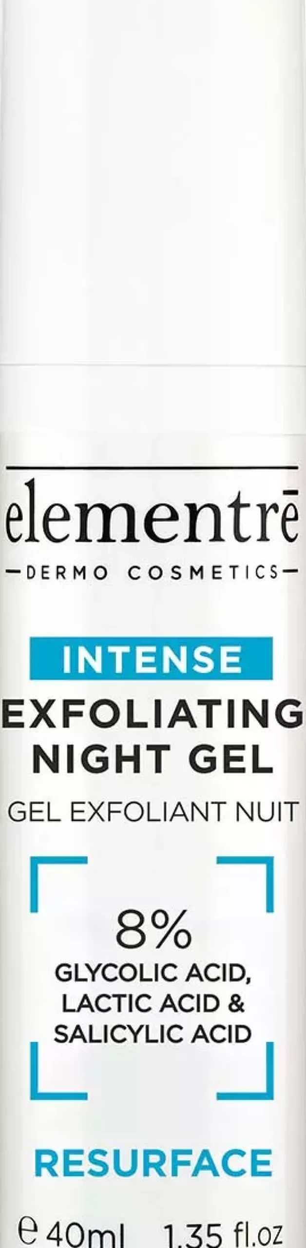 elementrē Exfoliating Night Gel 8% Glycolic, Lactic, Salicylic Acids 40 ml