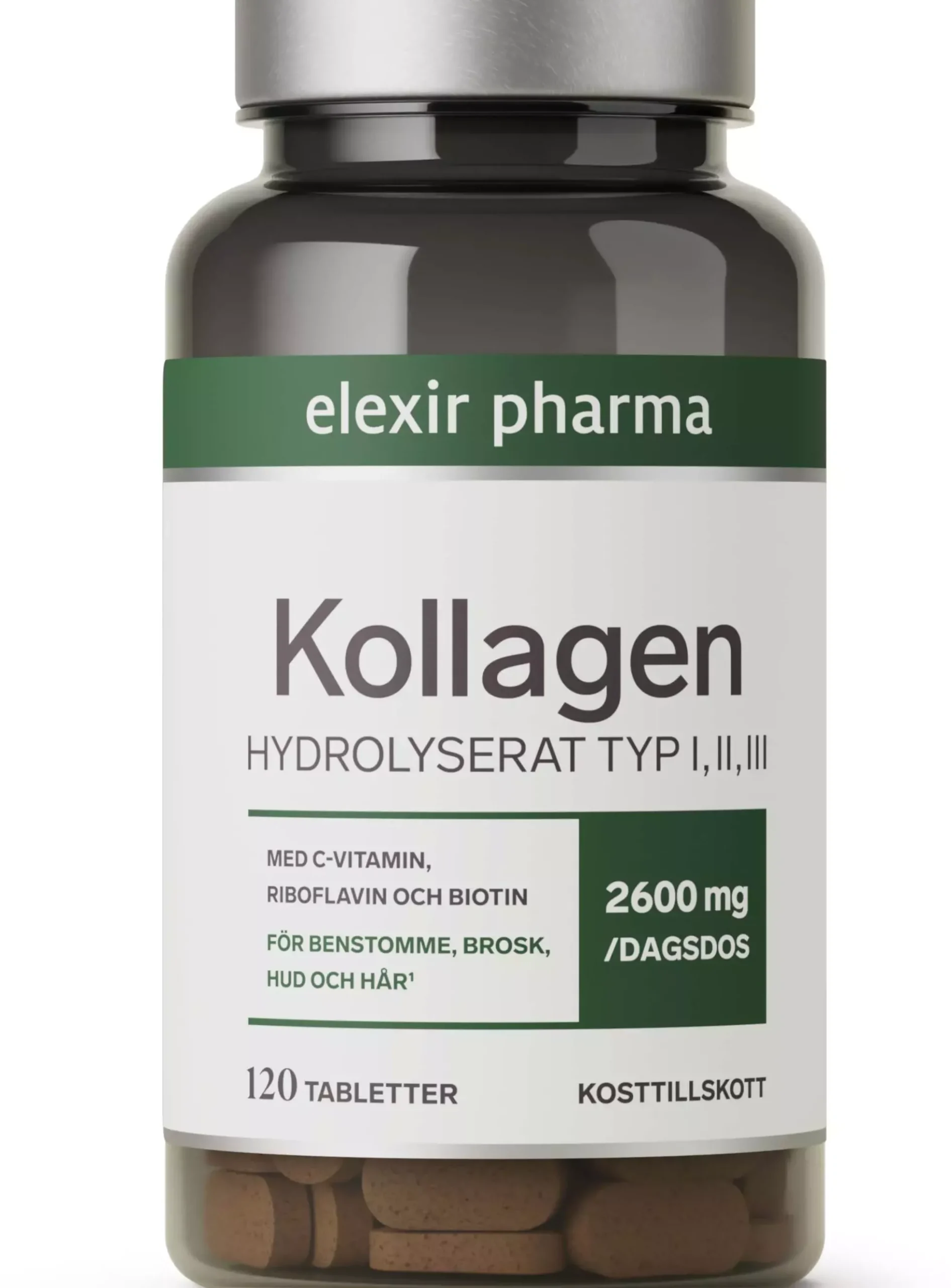 Elexir Pharma Kollagen typ I, II och III 120 st