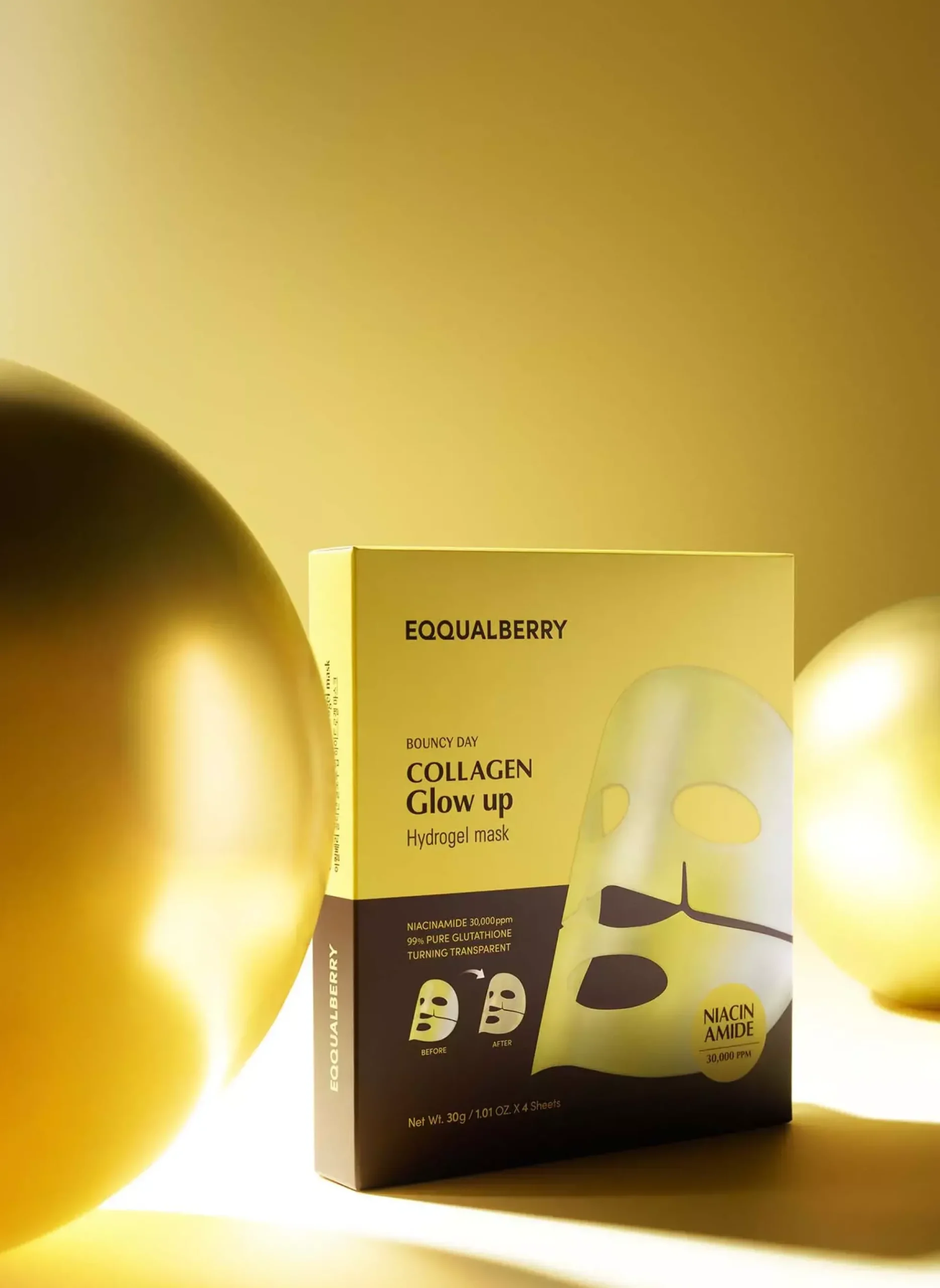 Eqqualberry Collagen Glow Up Hydrogel Mask 4 st