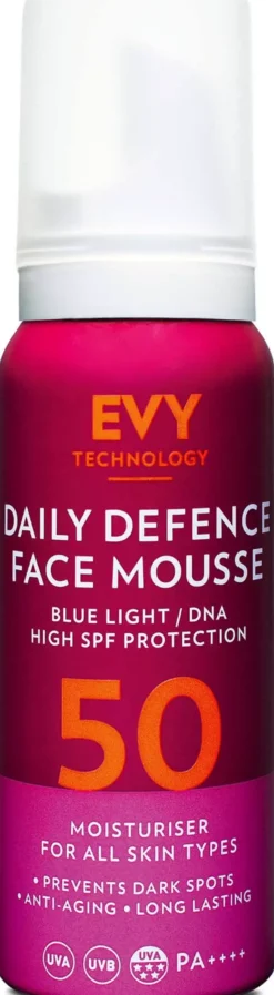 EVY Daily Defense Skin Cancer Awareness Face Mousse SPF 50 75 ml