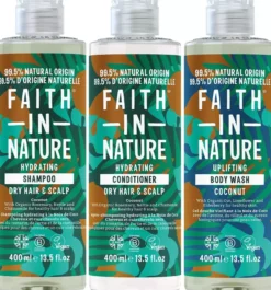 Faith in Nature Bundle Coconut Shampoo 400 ml & Conditioner 400 ml & Body Wash 400 ml