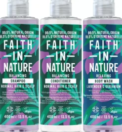 Faith in Nature Bundle Lavender & Geranium Shampoo 400 ml & Conditioner 400 ml & Body Wash 400 ml