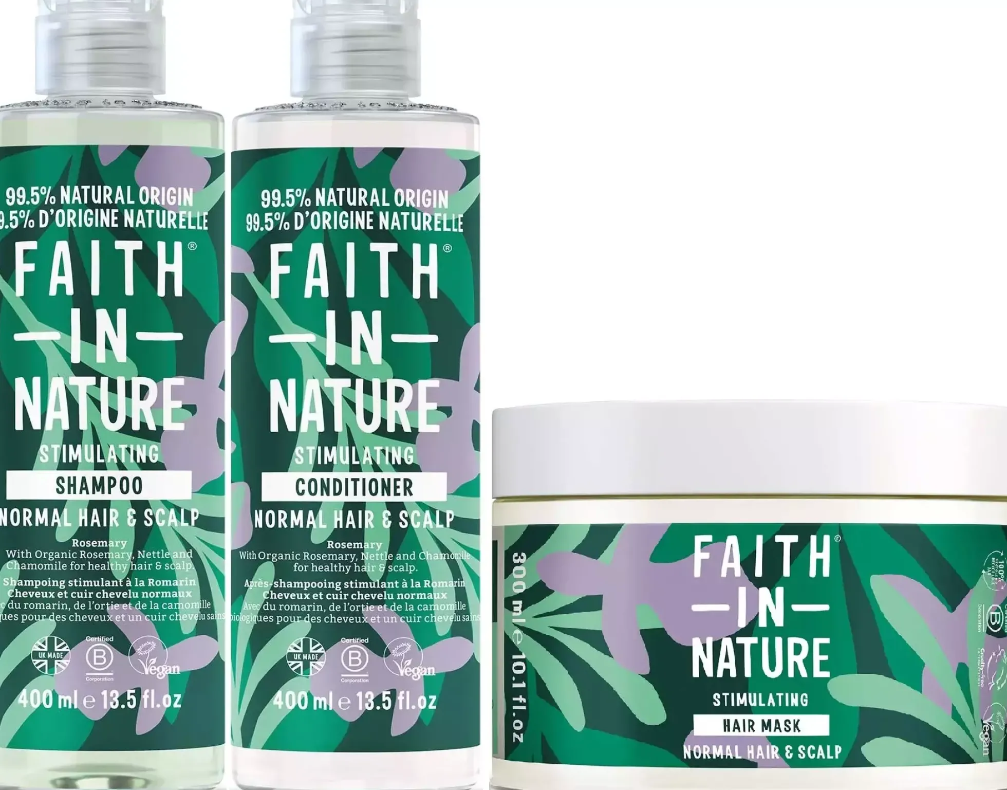 Faith in Nature Bundle Rosemary Shampoo 400 ml & Conditioner 400 ml & Hair Mask 300 ml