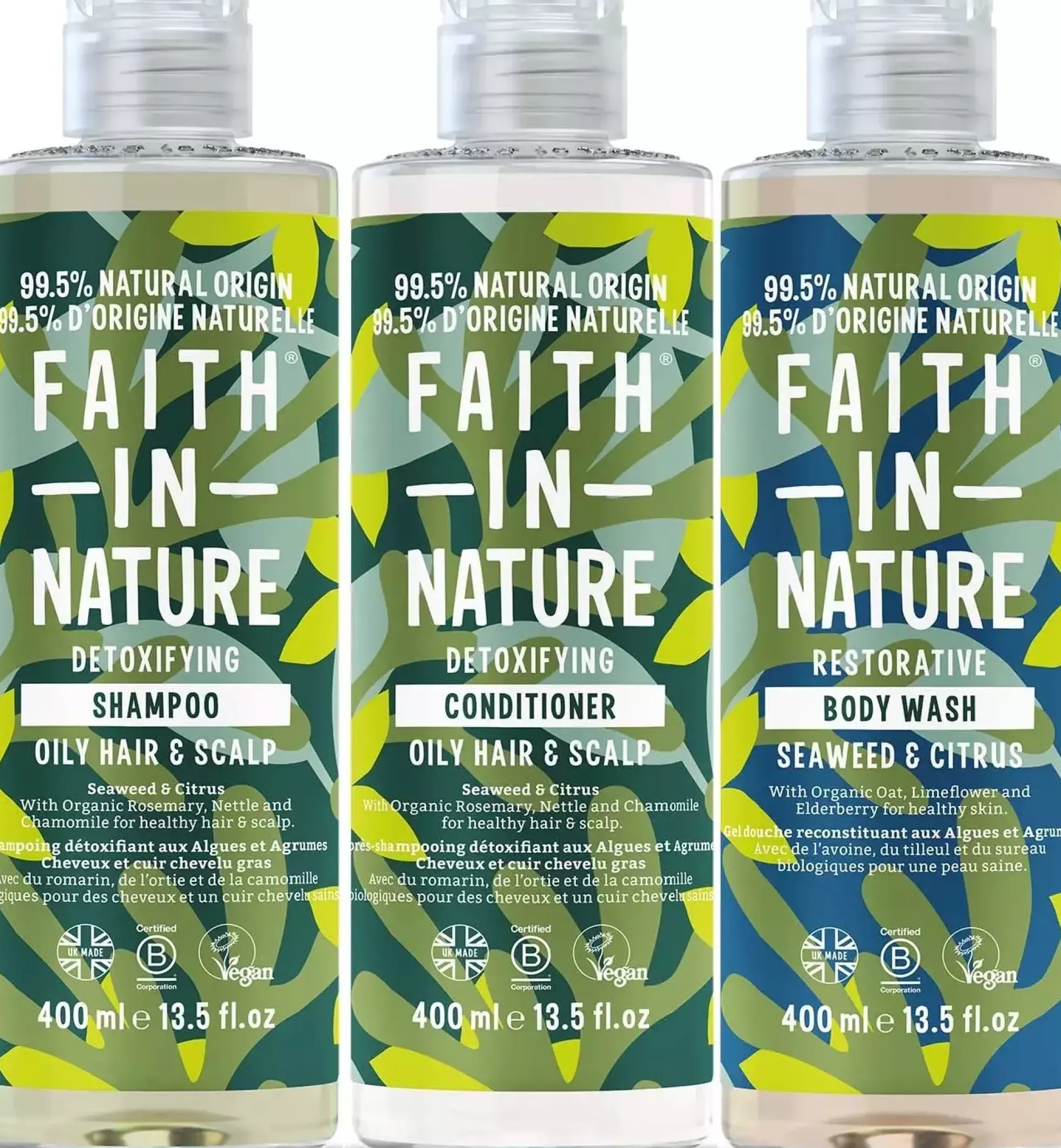 Faith in Nature Bundle Seaweed & Citrus Shampoo 400 ml & Conditioner 400 ml & Body Wash 400 ml