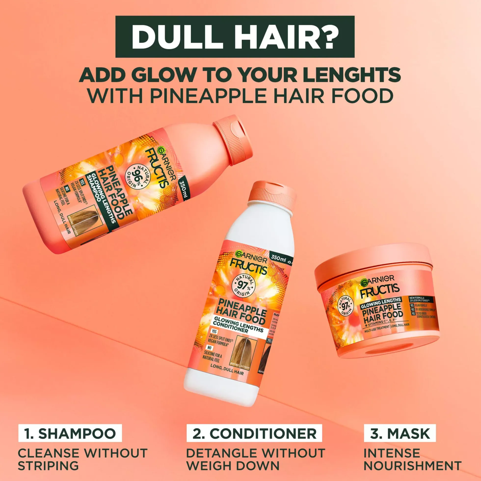 GarnierFructis Pineapple Hair Food Glowing Lengths Shampoo 350 ml