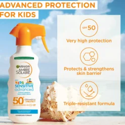 GarnierFructis Sensitive Advanced Kids Hypoallergenic Face & Body Spray SPF50+ for Sensitive Skin 270 ml