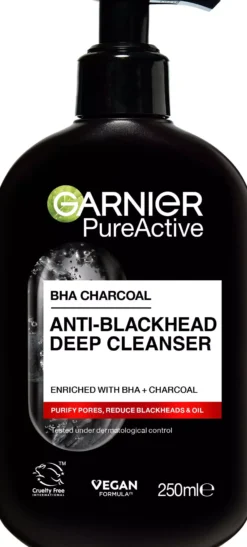 GarnierPureActive BHA Charcoal Anti-Blackhead Deep Cleanser For Impure Skin 250 ml