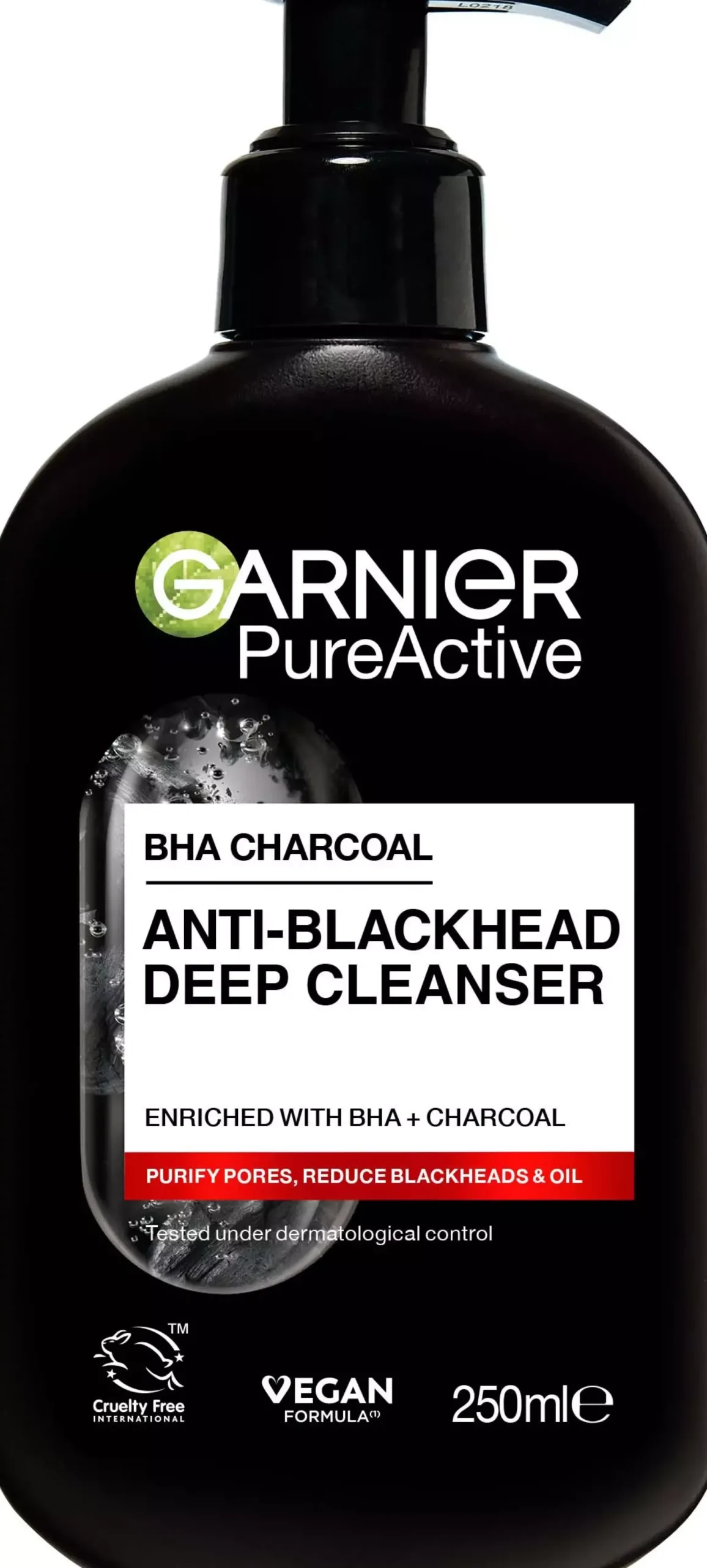 GarnierPureActive BHA Charcoal Anti-Blackhead Deep Cleanser For Impure Skin 250 ml