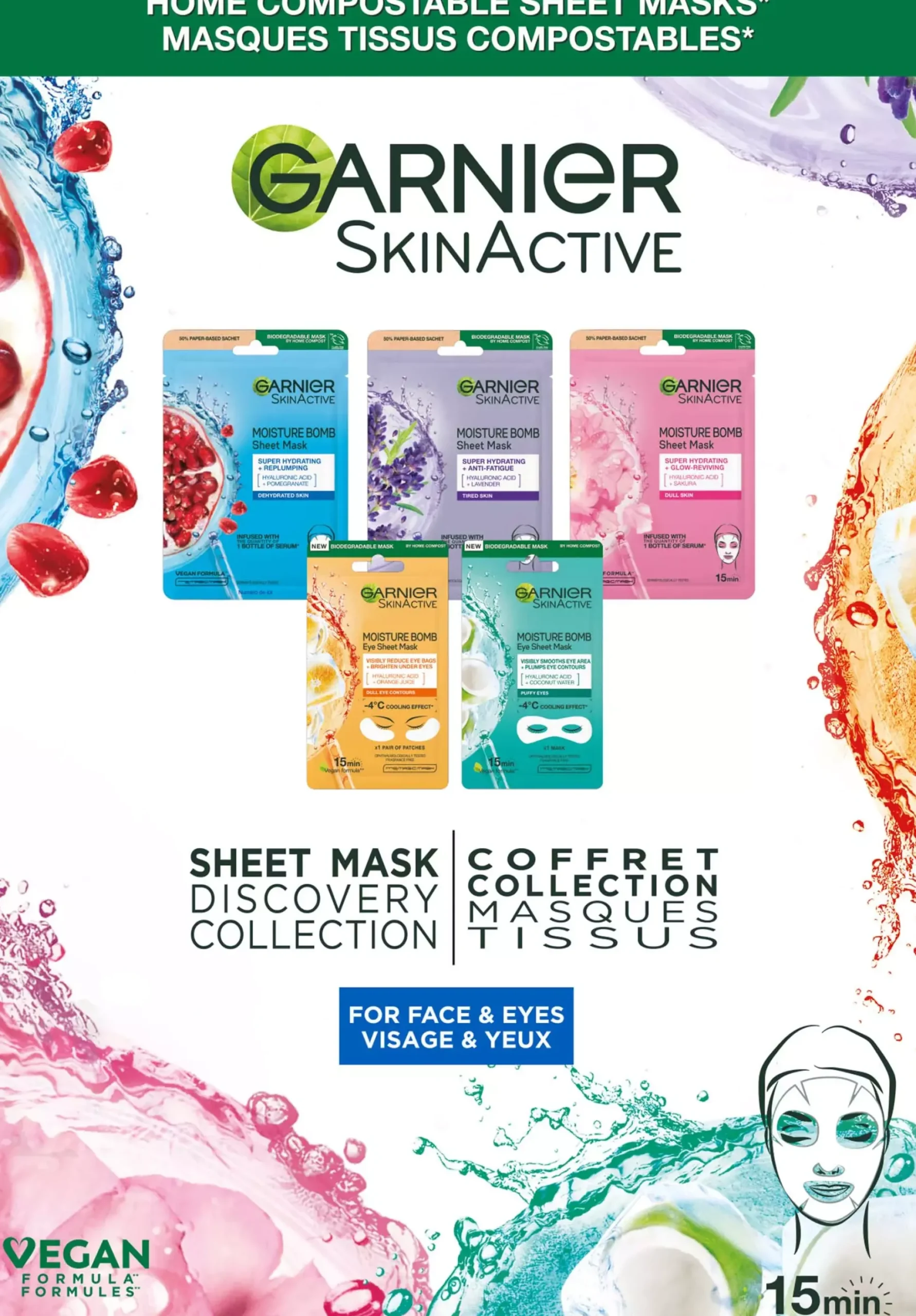 GarnierSkinActive Tissue Mask Discovery Collection for Face & Eyes for All Skin Types