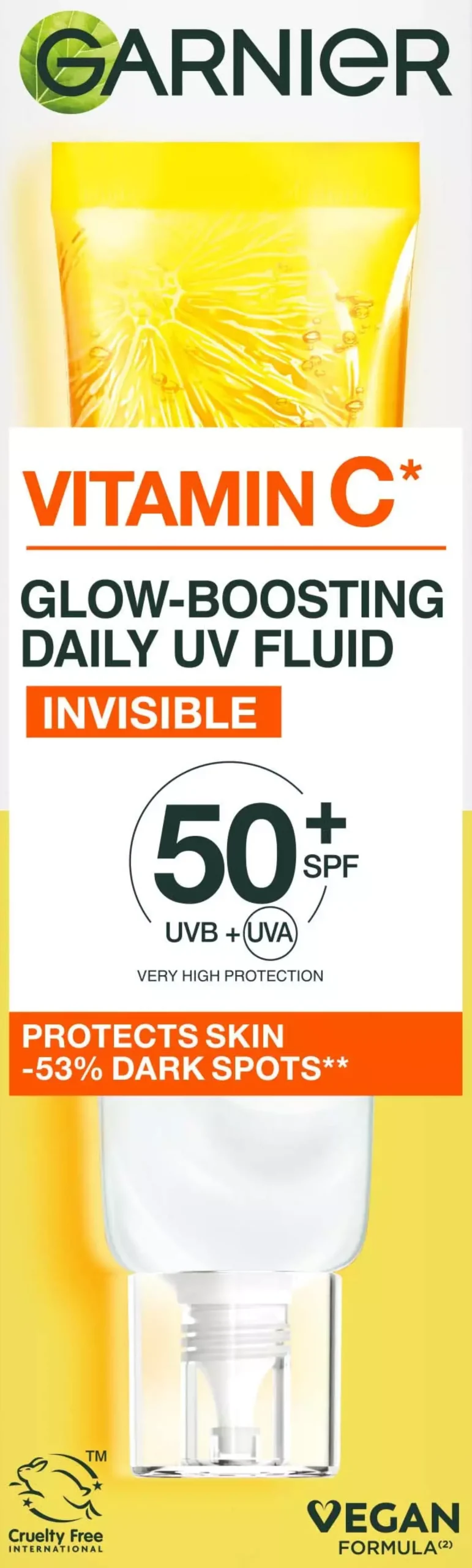 Garnier Vitamin C* Glow-Boosting Daily UV Fluid SPF50+ For Dull Skin Invisible 40 ml