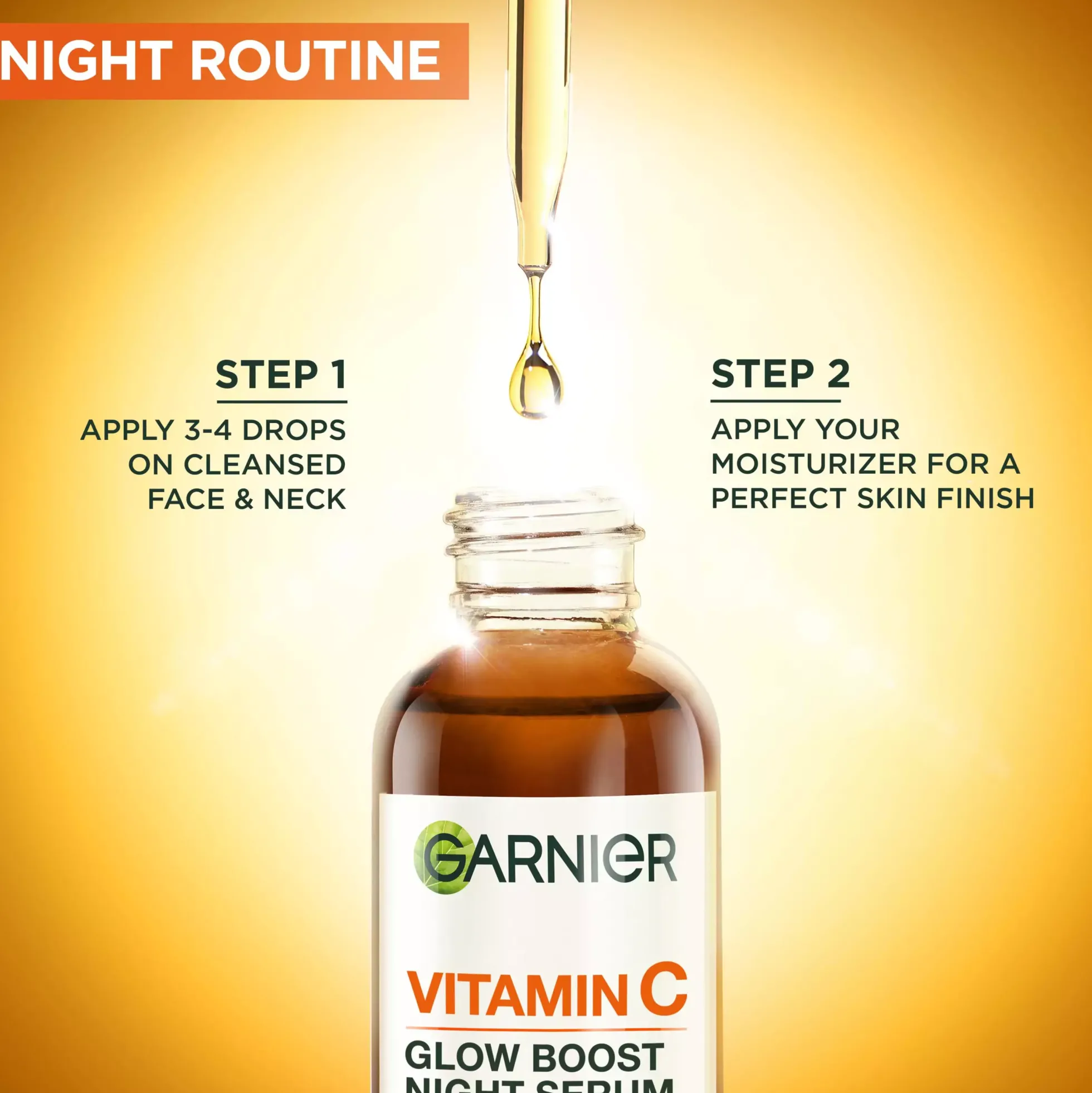 Garnier Vitamin C* Glow Boost Night Serum For Dull Skin 30 ml