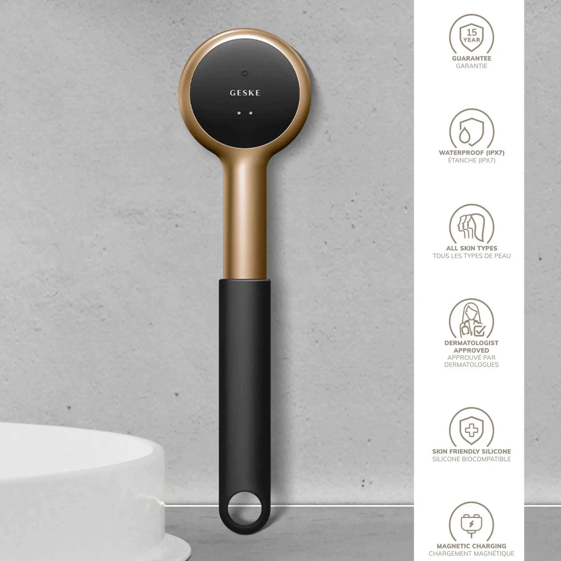 Geske 9 in 1 Sonic LED Full-Body Brush Gray